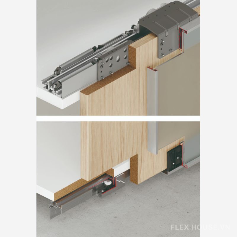 Phụ kiện cửa trượt Slido F-L44 80A dày cửa 20-22mm Hafele 407.41.015 6