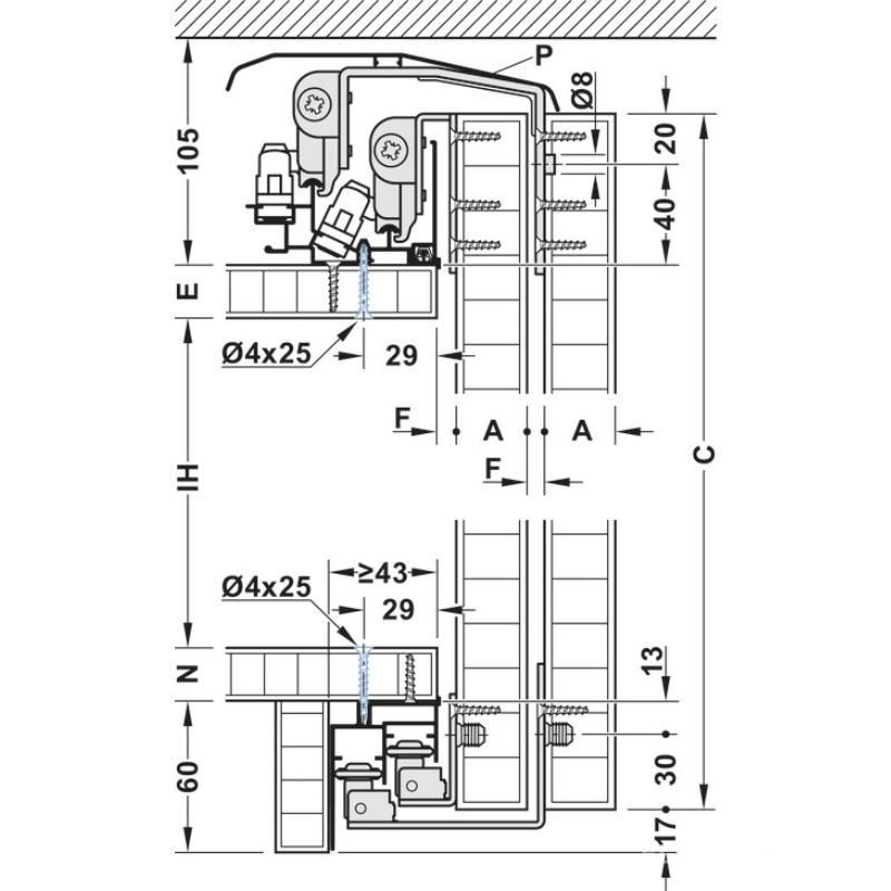Phụ kiện cửa trượt Slido F-L44 80A dày cửa 20-22mm Hafele 407.41.022 8