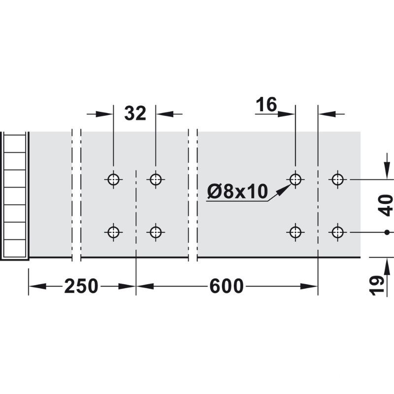 Phụ kiện cửa trượt Slido F-L44 80A dày cửa 20-22mm Hafele 407.41.022 7