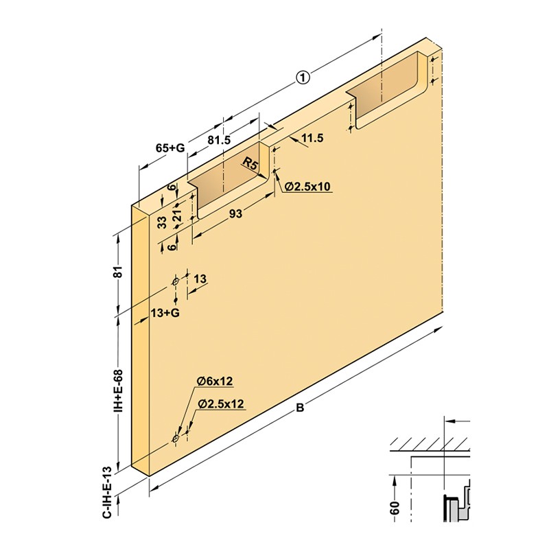 Phụ kiện cửa trượt bằng mặt S/OS 20FB Hafele 406.11.225 6