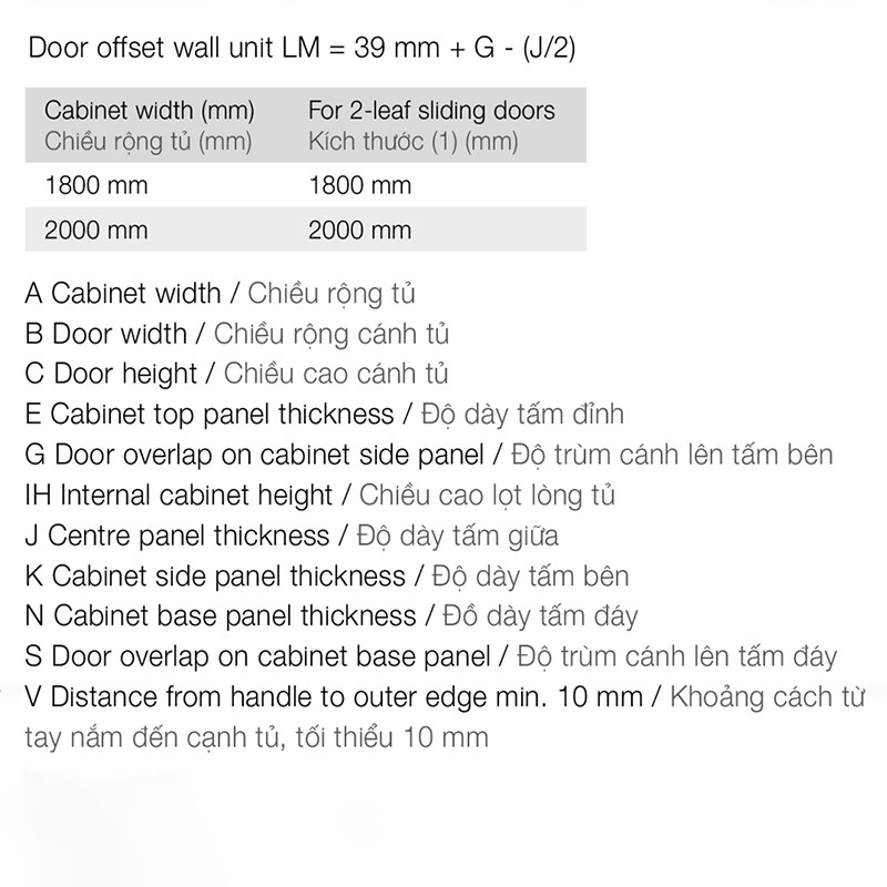 Phụ kiện cửa trượt bằng mặt S/OS 20FB Hafele 406.11.225 9