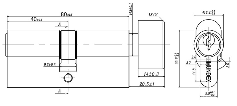 Ruột khóa 1 đầu chìa 1 đầu vặn ovan Imundex 757.93.880 5