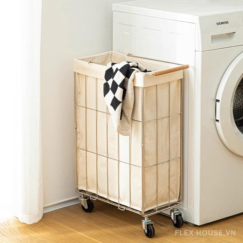 Xe đẩy đựng đồ giặt khung inox gấp gọn tiện lợi DUBE911 7