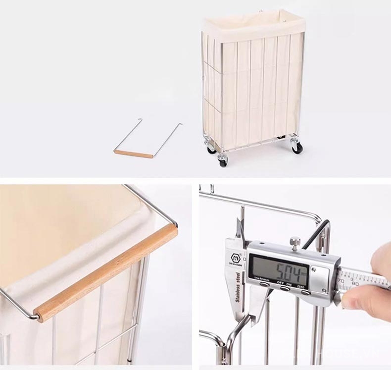 Xe đẩy đựng đồ giặt khung inox gấp gọn tiện lợi DUBE911 16