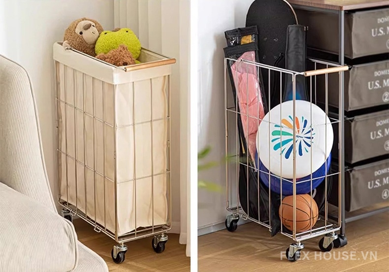 Xe đẩy đựng đồ giặt khung inox gấp gọn tiện lợi DUBE911 11
