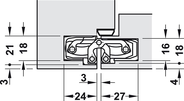 Bản lề âm cửa F2 60kg màu nickel mờ Hafele 924.18.922 8