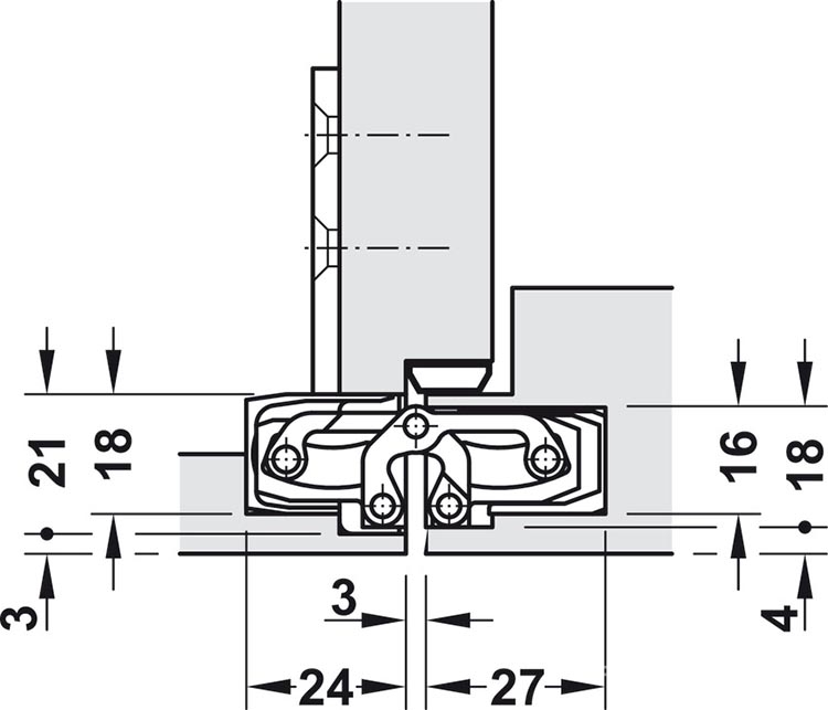 Bản lề âm cửa F2 60kg màu nickel mờ Hafele 924.18.922 9
