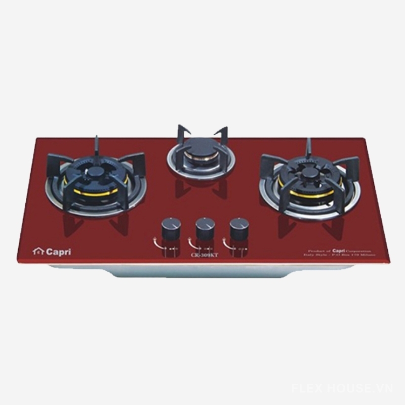 Bếp Gas 3 vùng nấu mặt kính lắp âm Capri CR-309KT