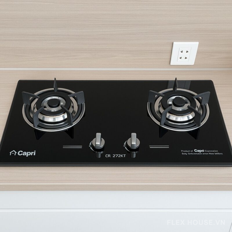 Bếp gas âm 2 vùng nấu mặt kính Capri CR-272KT