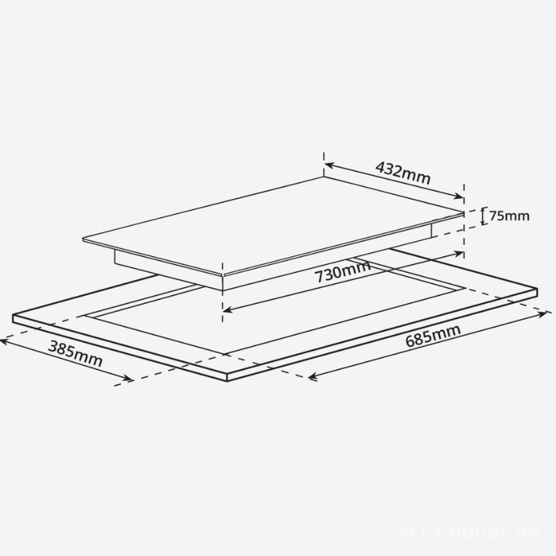 Bếp từ âm 2 vùng nấu kính vát 4 cạnh Garis G1211
