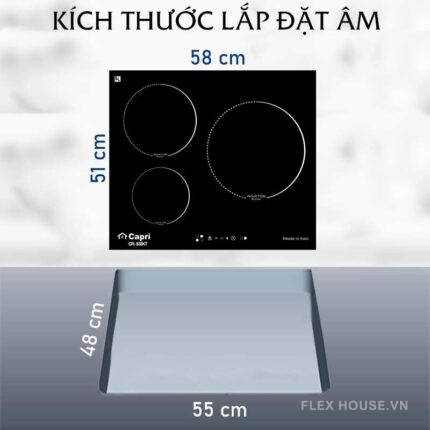 Bếp từ âm 3 vùng nấu Capri CR-838KT