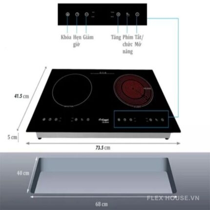 Bếp từ hồng ngoại âm 2 vùng nấu Capri CR-800HI