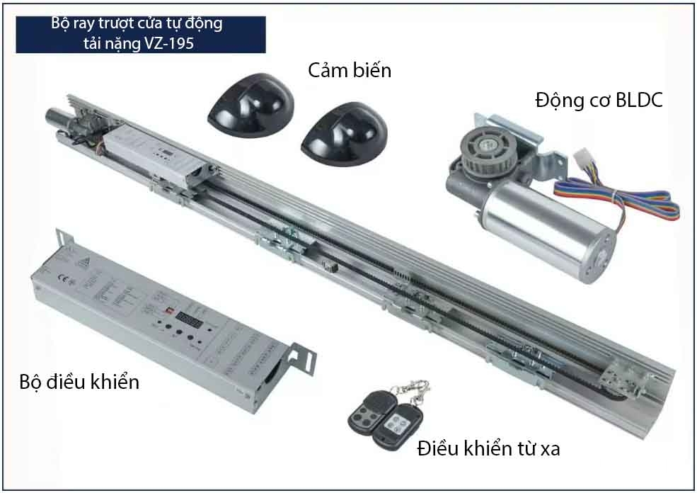 Bộ ray trượt cửa tự động tải nặng VZ-195 5