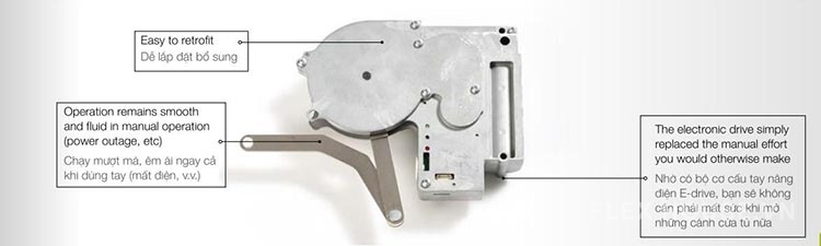 Bộ tay nâng FREE FLAP 1.7E nắp xám/trắng Hafele 372.29.70 6