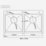 Chậu rửa bát 2 hố cân inox 304 Garis GS23.82