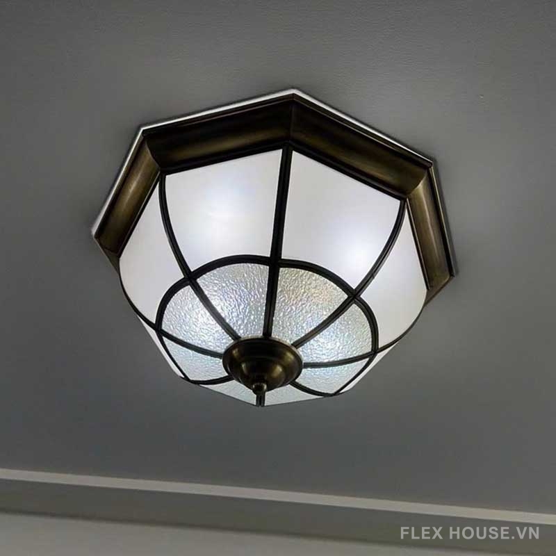Đèn ốp trần đồng tròn phong cách châu Âu Retro OD04 8