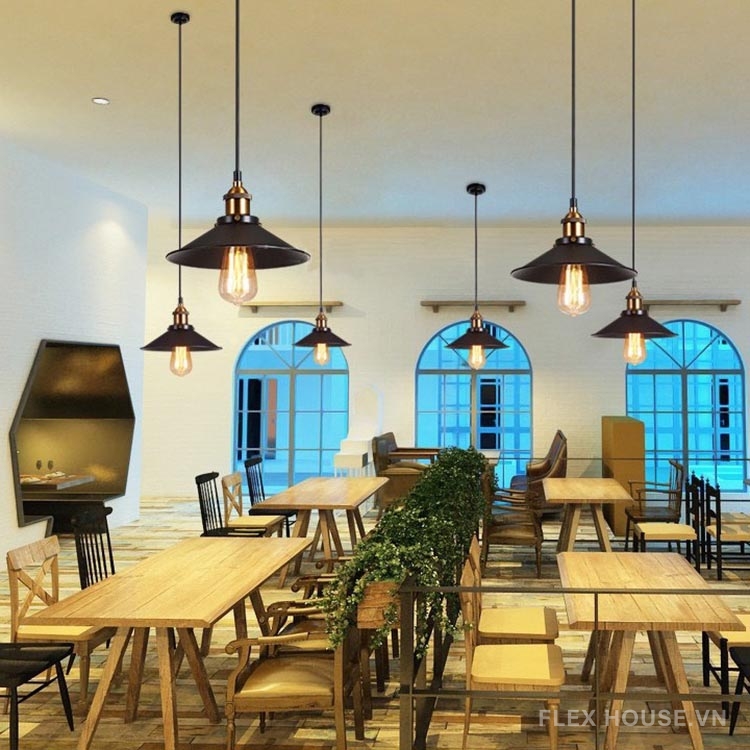 Đèn thả cafe trang trí chao kim loại Retro TCF012 6