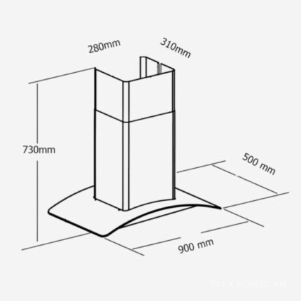 Máy hút mùi áp tường kính cong Capri CR-901H