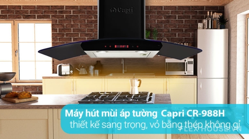 Máy hút mùi hiện đại kính cong Capri CR-988H