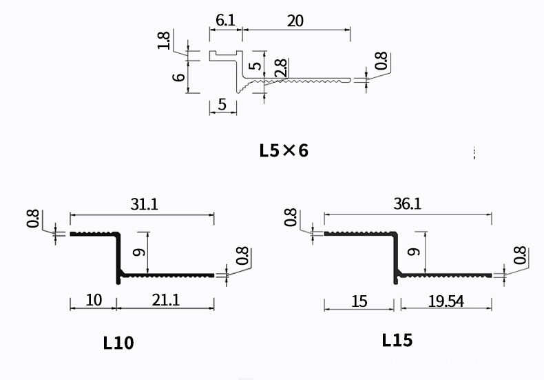 Nẹp Z trần thạch cao hợp kim nhôm GC406 26