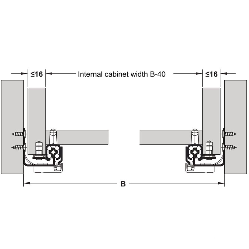Ray âm hộc tủ UMS25 300mm hafele 433.08.230 12