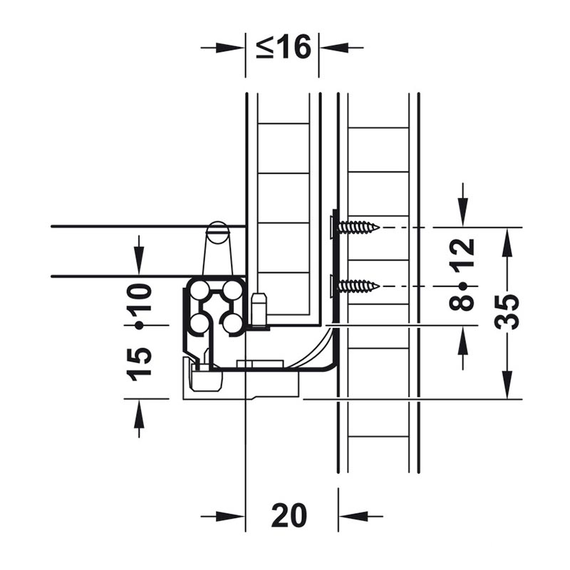 Ray âm hộc tủ UMS25 300mm hafele 433.08.230 10