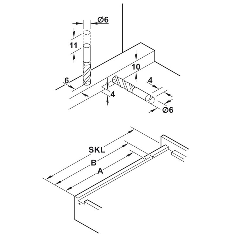 Ray âm hộc tủ UMS25 300mm hafele 433.08.230 11