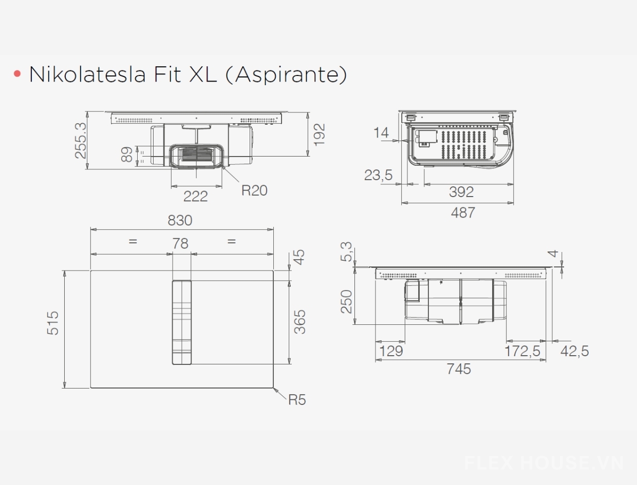 Bếp từ âm tích hợp hút mùi Elica NikolaTesla FIT XL