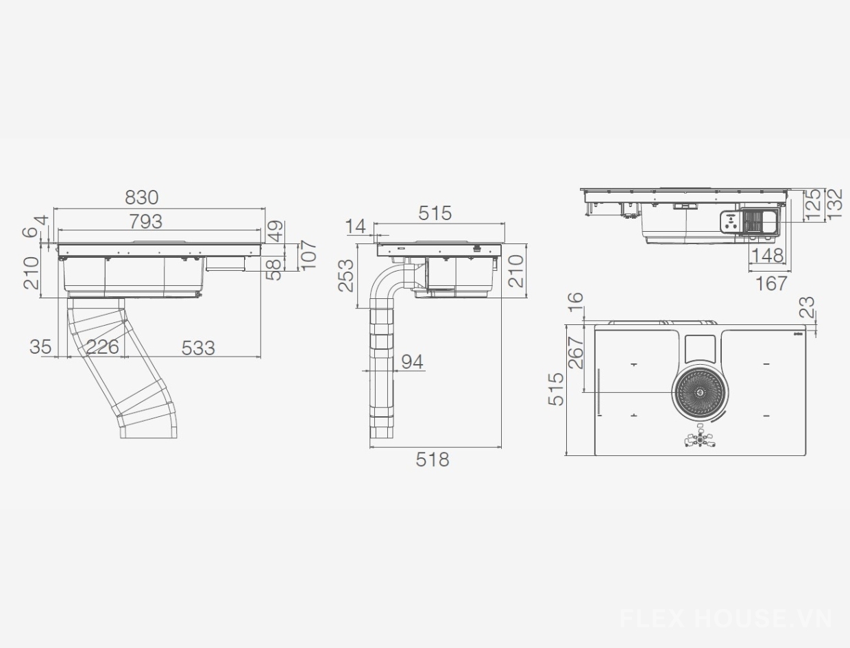 Bếp từ kết hợp hút mùi Elica NikolaTesla One HP