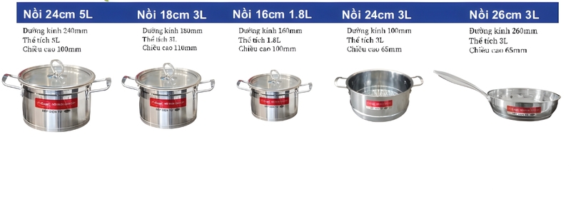 Bộ nồi Inox 304 6 món Capri CR-303