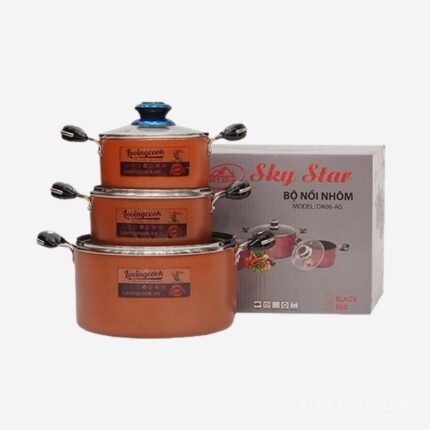 Bộ nồi nhôm cao cấp Capri Sky Star DA06-AG