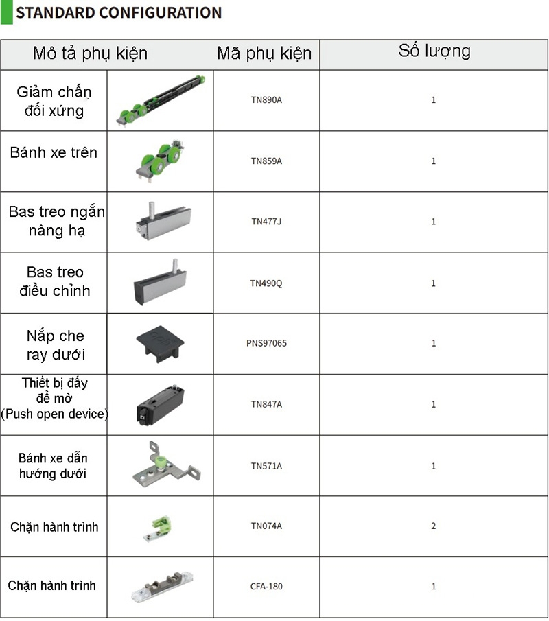 Bộ phụ kiện cửa trượt âm giảm chấn cho cửa gỗ CN122997A 3 Bộ phụ kiện cửa trượt âm giảm chấn cho cửa gỗ CN122997A 5
