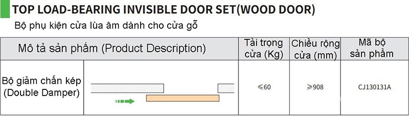 Bộ phụ kiện ray trượt cửa lùa âm giảm chấn cho cửa gỗ CJ130131A 16