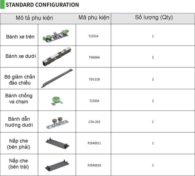 Bộ phụ kiện ray trượt cửa lùa âm giảm chấn cho cửa gỗ CJ130131A 17