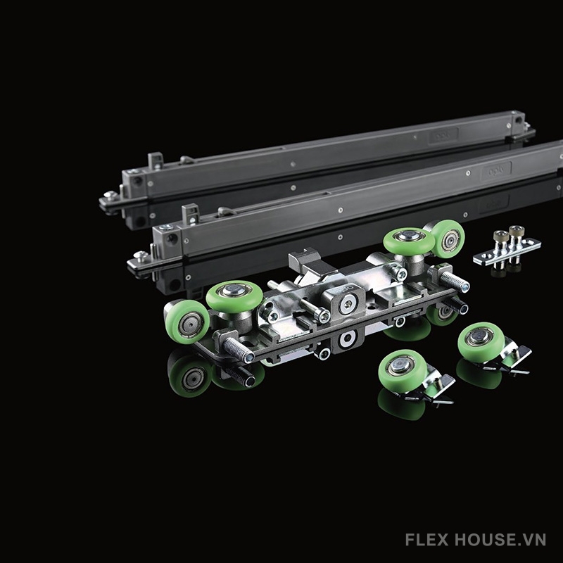 Bộ phụ kiện ray trượt cửa lùa âm giảm chấn cho cửa gỗ CJ130131A 15