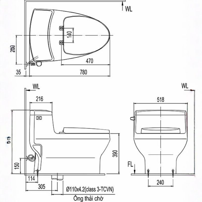 Bồn cầu 1 khối cao cấp Inax AC-4005VN