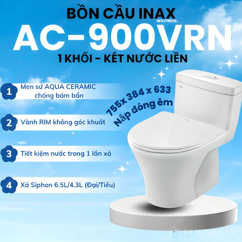 Bồn cầu 1 khối cao cấp Inax AC-900VRN 