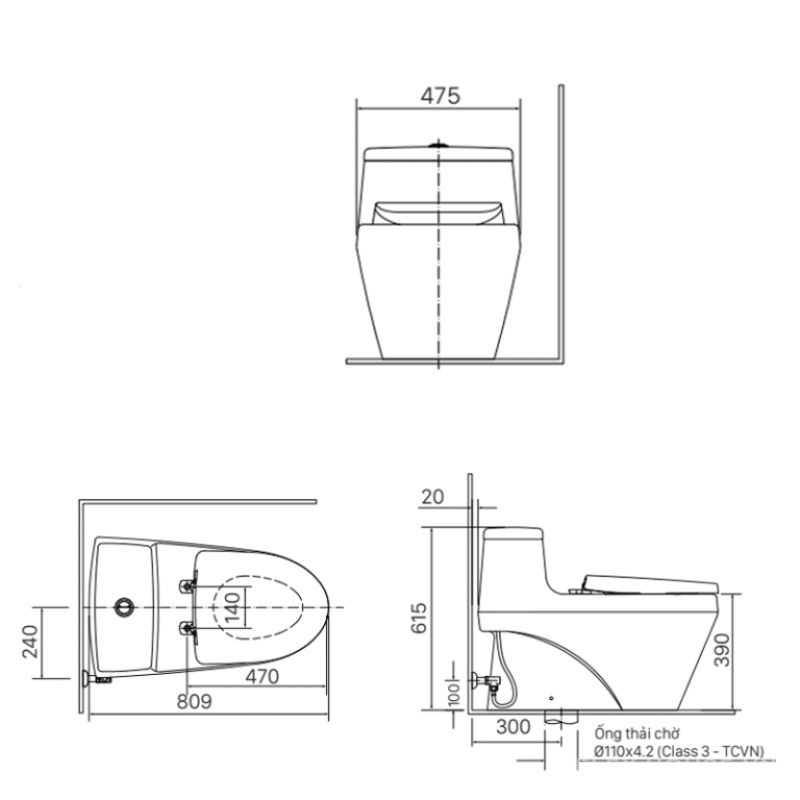 Bồn cầu 1 khối hiện đại Inax AC-1035VN