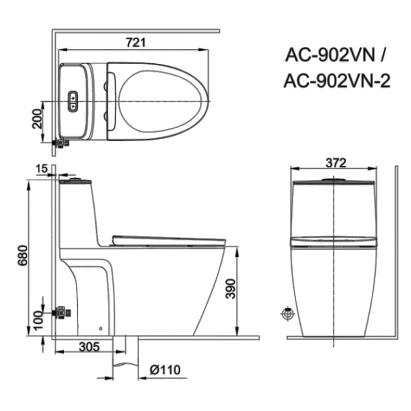 Bồn cầu 1 khối nắp đóng êm Inax AC-902VN