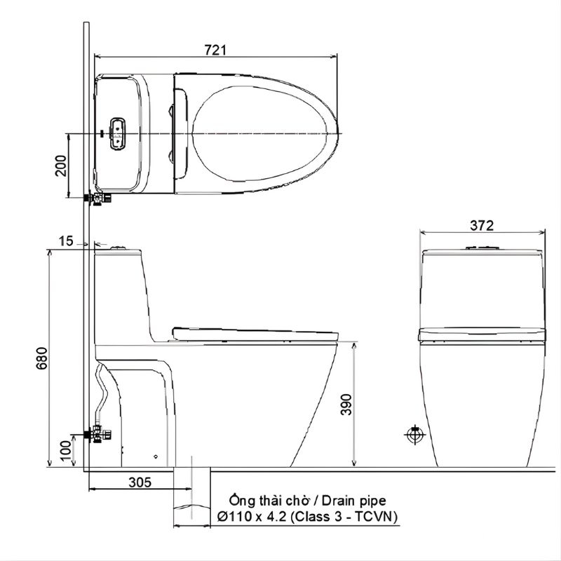 Bồn cầu 1 khối xả cảm ứng Inax ACT-902VN