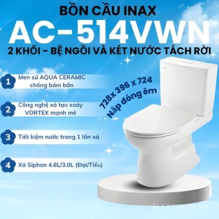 Bồn cầu 2 khối nắp đóng êm Inax AC-514VAN