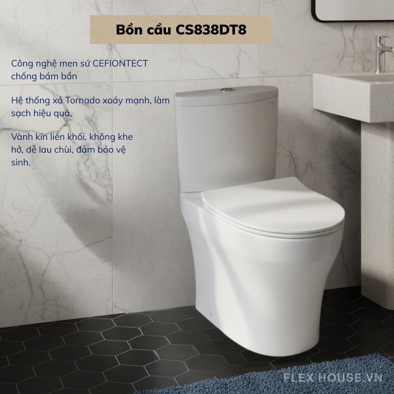 Bồn cầu 2 khối nắp đóng êm TOTO CS838DT8