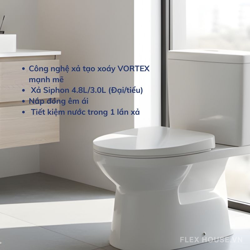 Bồn cầu 2 khối nhấn xả êm ái Inax C-504VAN