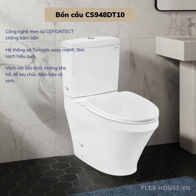 Bồn cầu 2 khối nhấn xả TOTO CS948DT10