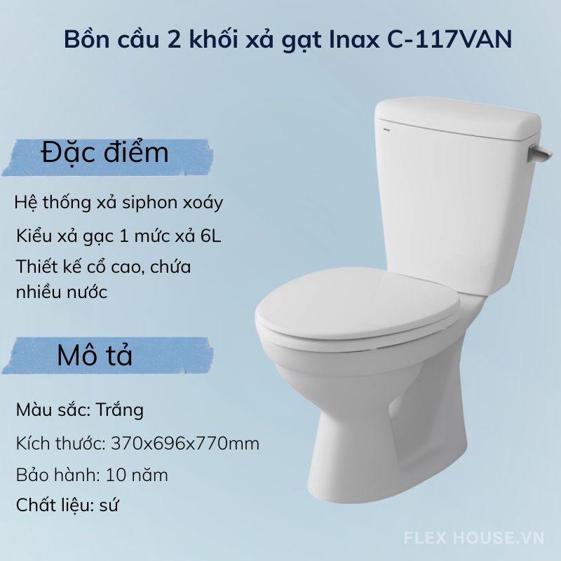 Bồn cầu 2 khối xả gạt Inax C-117VAN