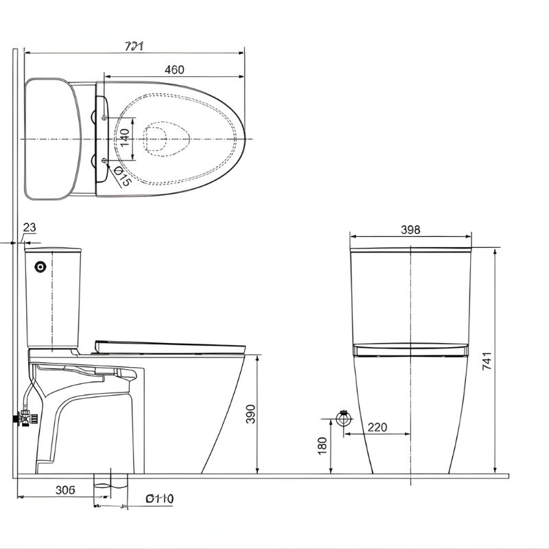 Bồn cầu 2 khối xả tự động Inax ACT-602VN