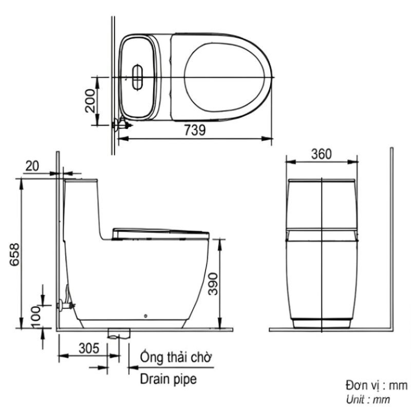 Bồn cầu liền khối hiện đại Inax AC-1052VN