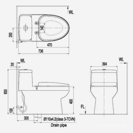 Bồn cầu liền khối nhấn xả Inax AC-939VN-2