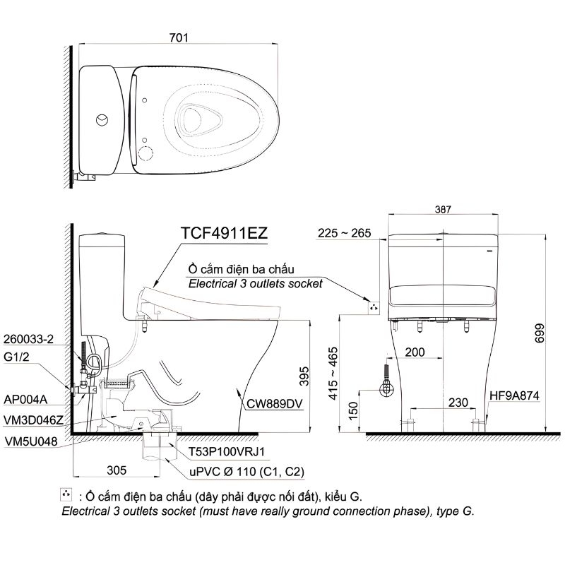 Bồn cầu nắp rửa điện tử giấu dây 1 khối TOTO MS889CDRW12 2 Bồn cầu nắp rửa điện tử giấu dây 1 khối TOTO MS889CDRW12