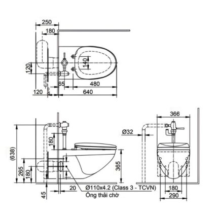 Bồn cầu treo tường hiện đại Inax AC-22PVN